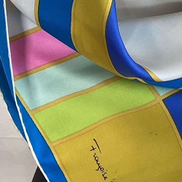 Vintage Francoise Guerin colour block scarf. SC0148 - Picture 8 of 9